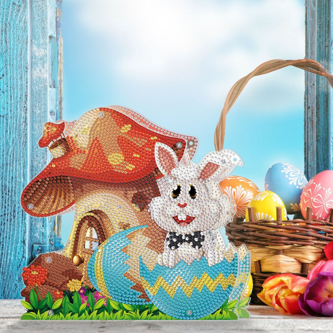 Osterhase mit Pilz - Diamond Painting