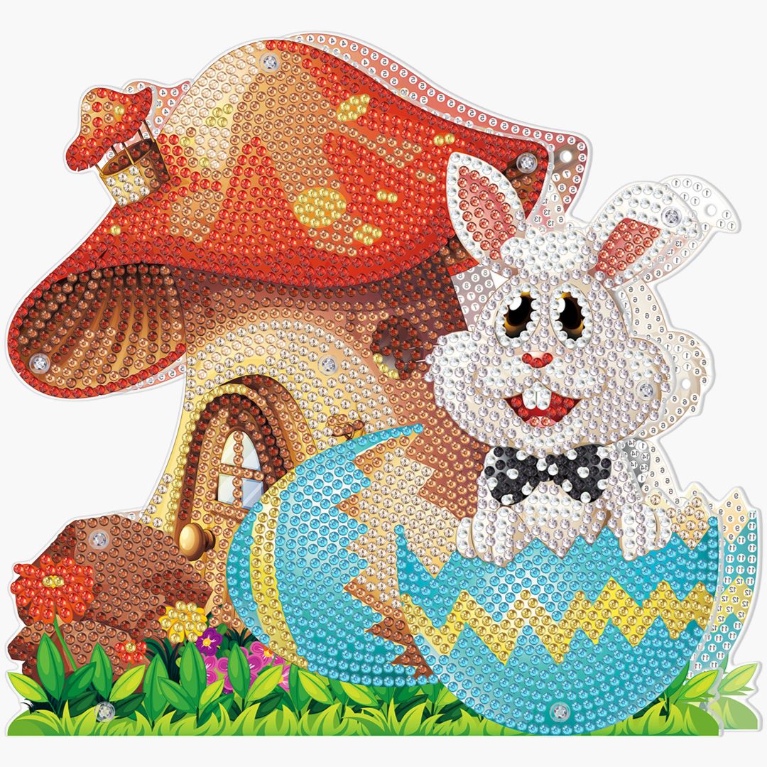 Osterhase mit Pilz - Diamond Painting
