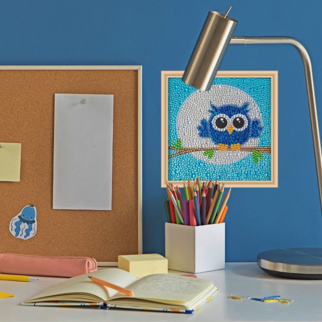 Kids Eule blau - Diamond Painting