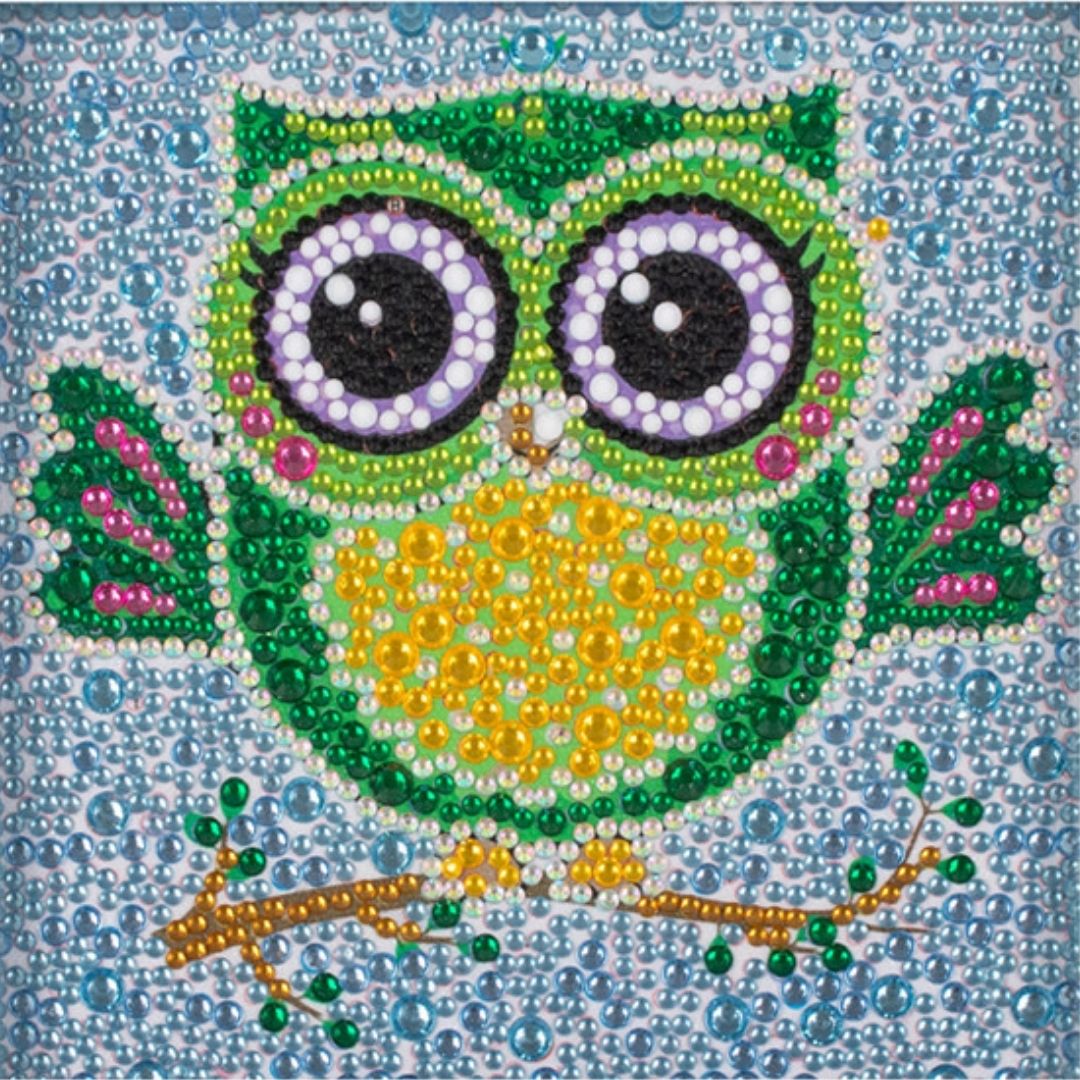 Kids Eule grün - Diamond Painting