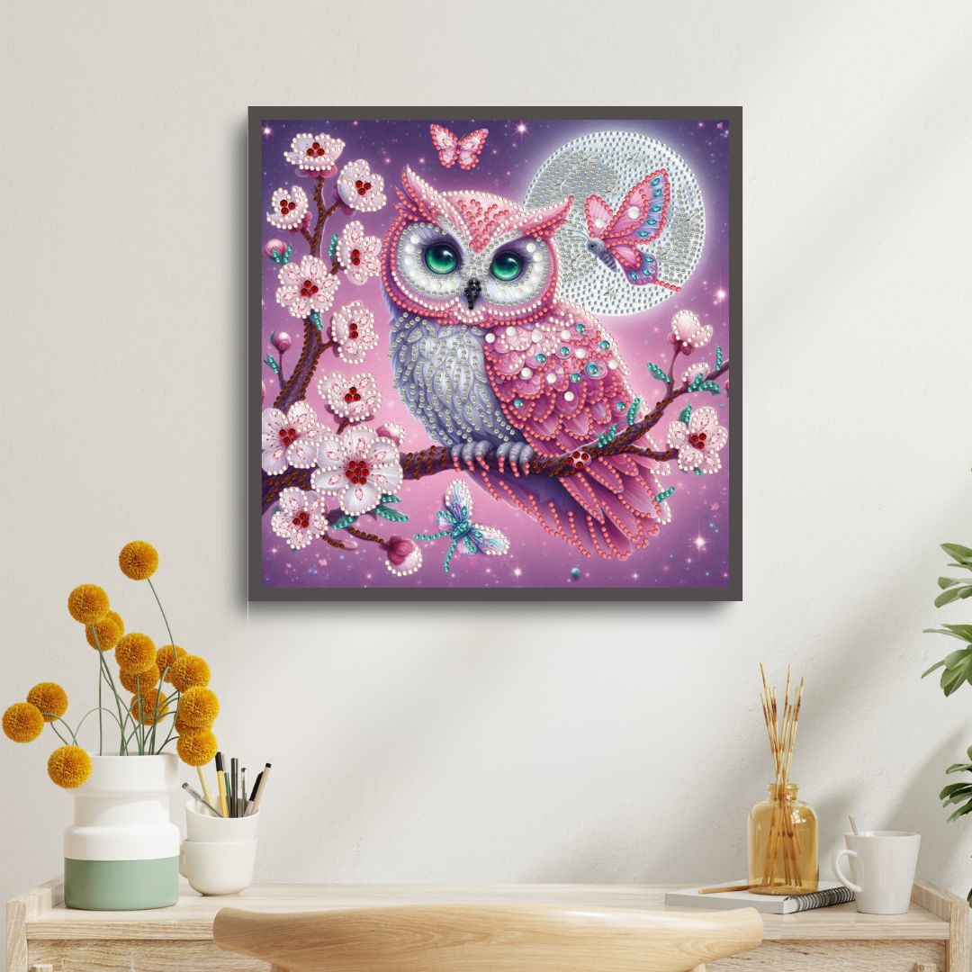 Fabelwesen Blumen Eule - Diamond Painting