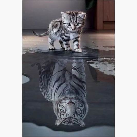 Katze Spiegelbild - Diamond Painting