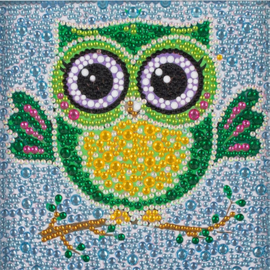 Kids Eule grün - Diamond Painting